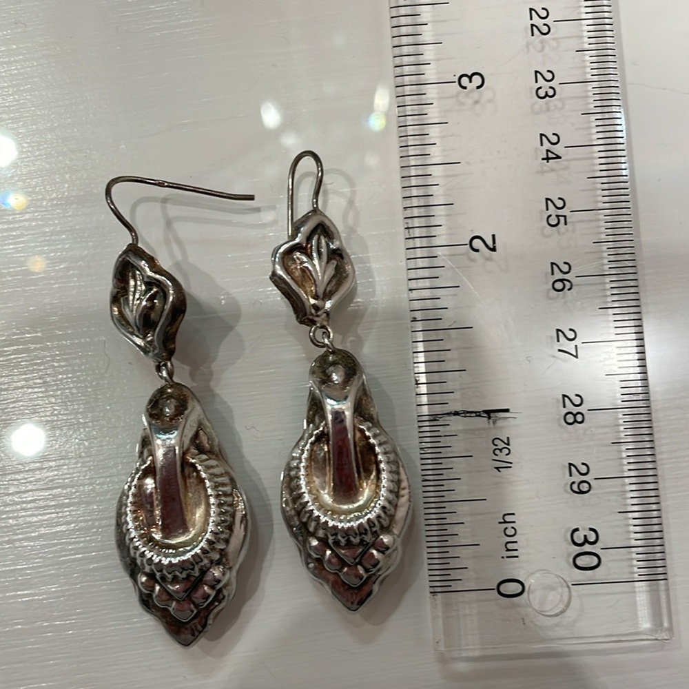 Silver Drop Dangle Earrings - image 4
